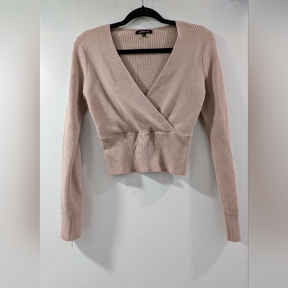 Blashe Blush Ribbed Knit Wrap Style Sweater